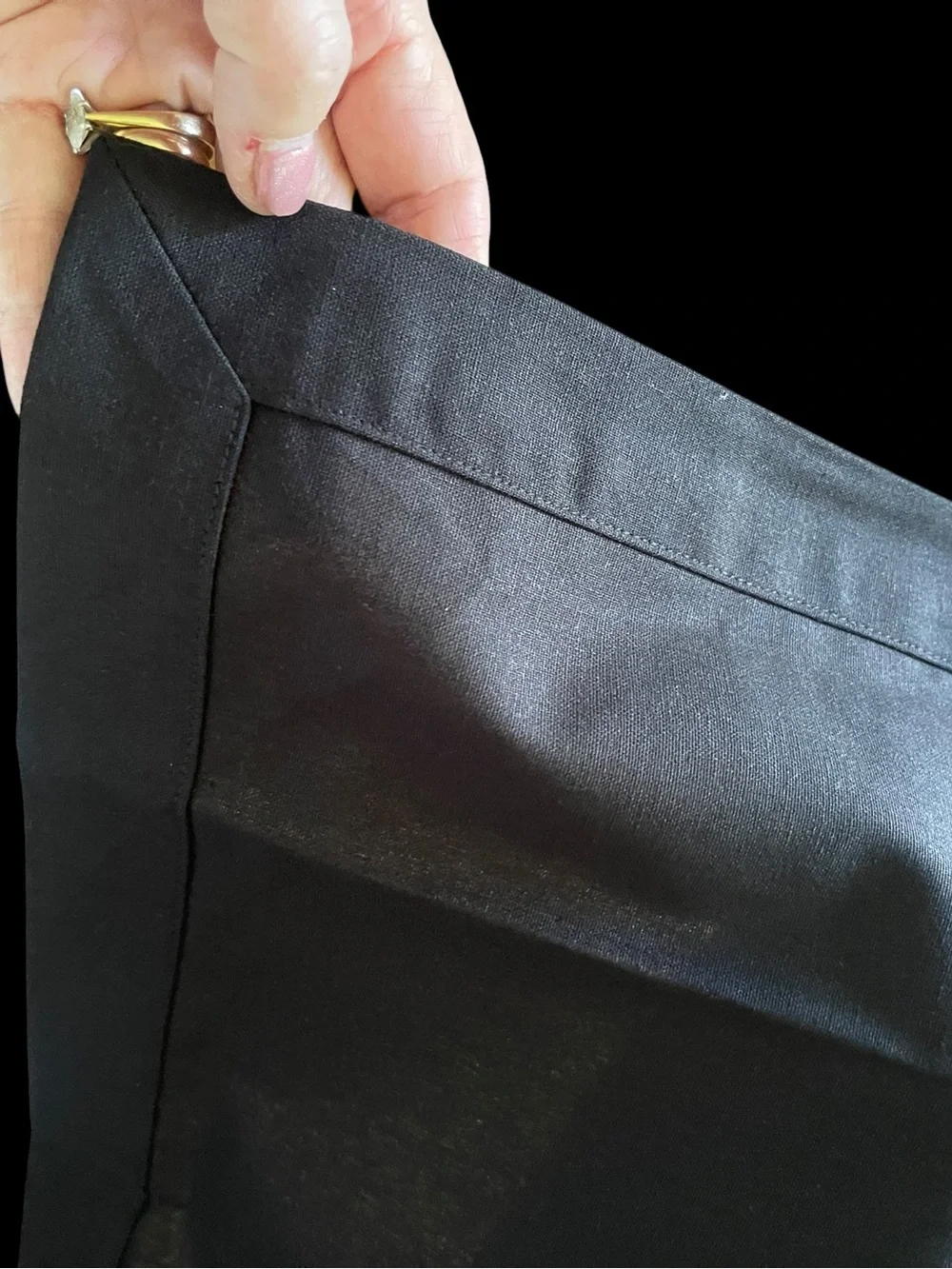 Black Cloth Napkin Set with Gold Bead Trim NEW